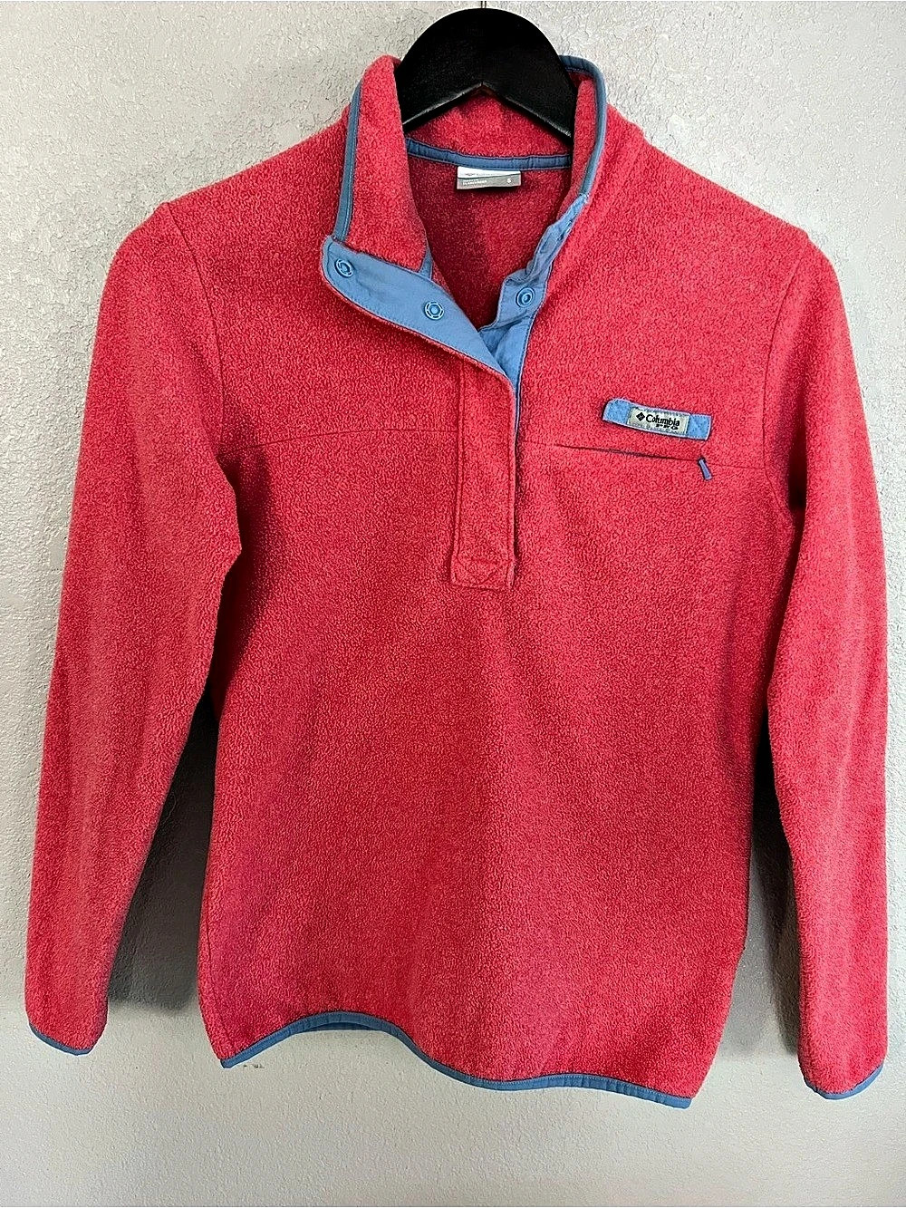 Columbia Benton Springs Half Snap Pullover Fleece Red & Blue Small